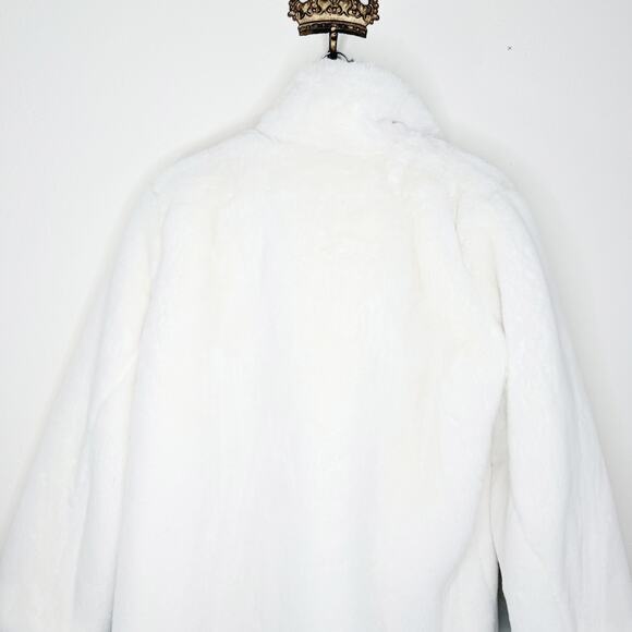 Apparis Sophie Faux Fur Ivory White Cream Mid Length Coat Jacket Medium - Picture 8 of 15